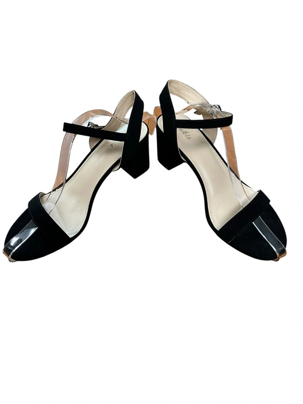 Ankis strappy open toe black 2.5” block heel sandals Size 10